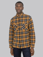 3sixteen Crosscut Flannel Sienna Check model front fit