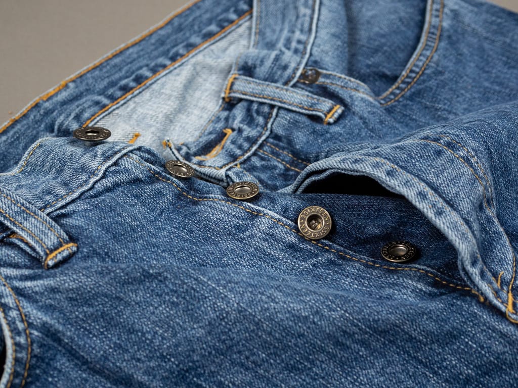 3sixteen Stonewashed Indigo Selvedge Classic Tapered Jeans Buttons Detail