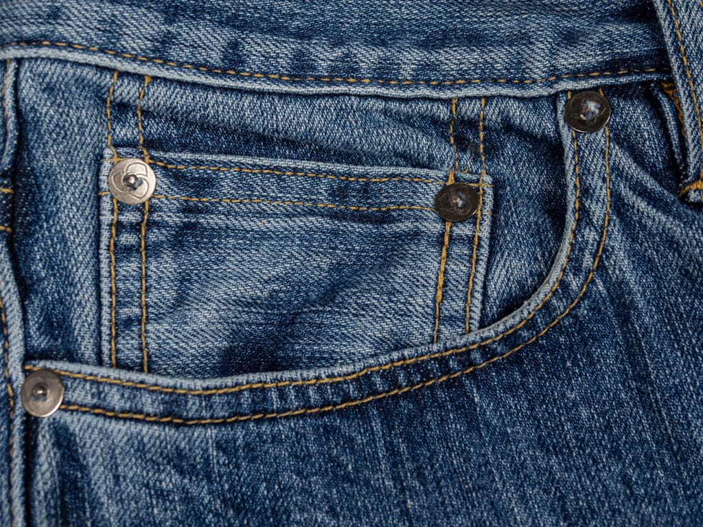 3sixteen Stonewashed Indigo Selvedge Classic Tapered Jeans Front Pocket Detail