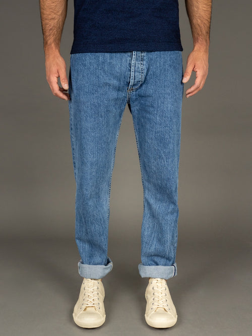3sixteen Stonewashed Indigo Selvedge Classic Tapered Jeans Front