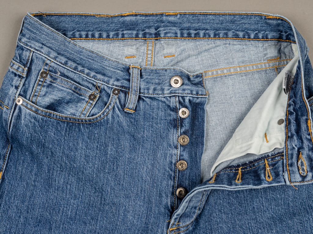 3sixteen Stonewashed Indigo Selvedge Classic Tapered Jeans Opened