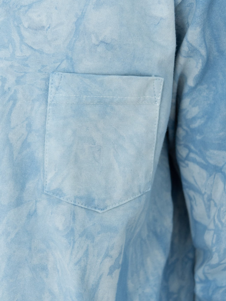 3sixteen Garment Dyed Long Sleeve TShirt Natural Indigo Crumple Dye chest pocket