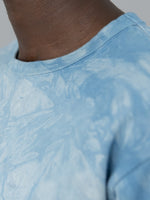 3sixteen Garment Dyed Long Sleeve TShirt Natural Indigo Crumple Dye chest closeup