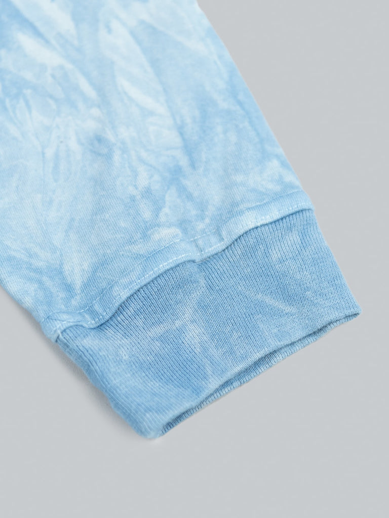 3sixteen Garment Dyed Long Sleeve TShirt Natural Indigo Crumple Dye elastic cuff