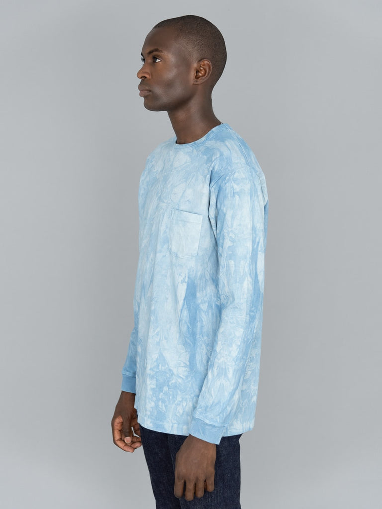 3sixteen Garment Dyed Long Sleeve TShirt Natural Indigo Crumple Dye side