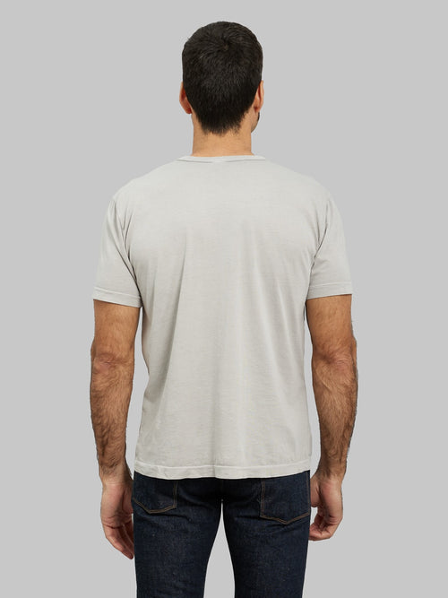 3sixteen Garment Dyed Pima Pocket Tshirt Ash model back fit