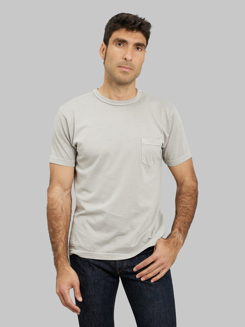 3sixteen Garment Dyed Pima Pocket Tshirt Ash model front fit