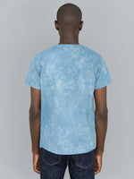 3sixteen Garment Dyed pocket TShirt Natural Indigo Crumple Dye model back fit
