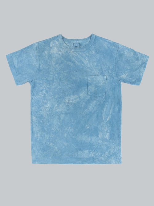 3sixteen Garment Dyed pocket TShirt Natural Indigo Crumple Dye front