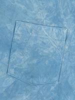 3sixteen Garment Dyed pocket TShirt Natural Indigo Crumple Dye closeup