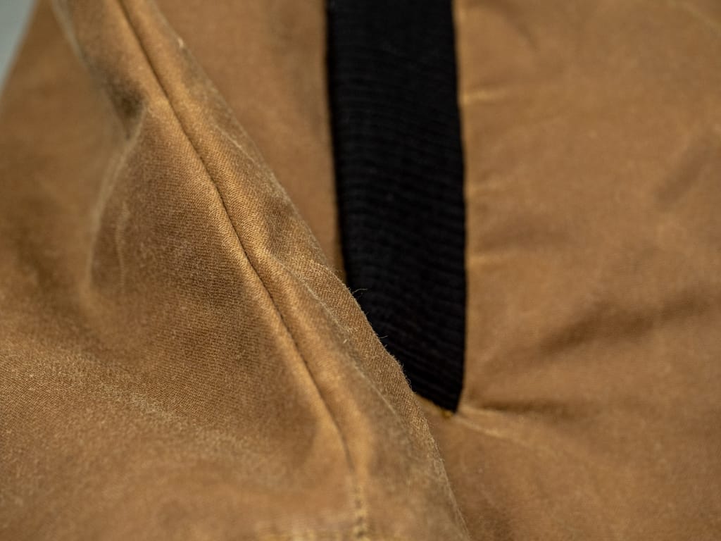3sixteen Stadium Jacket Waxed Canvas Tan Fabric Detail