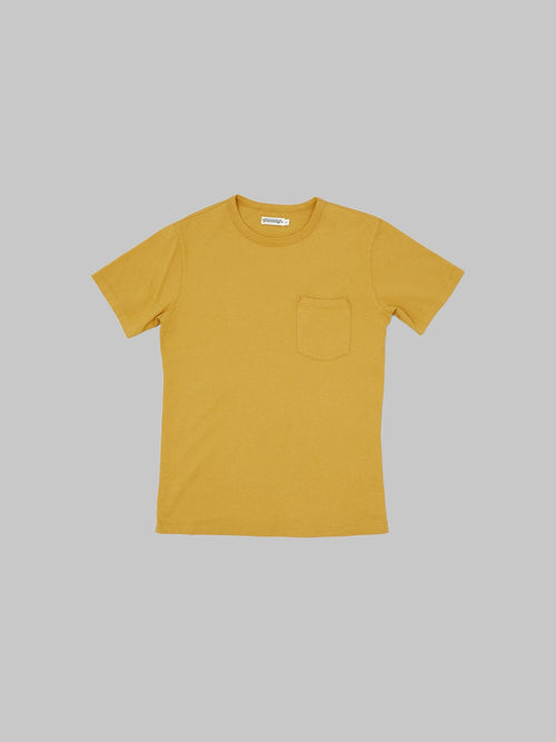 freenote cloth 9 ounce pocket t shirt mustard heavyweight front