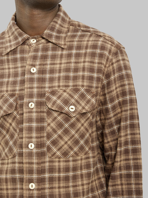 Freenote Cloth Wells Shirt Brown chest details