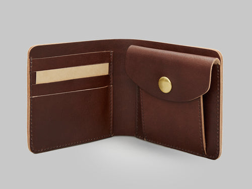 kobashi studio leather fold wallet brown interior