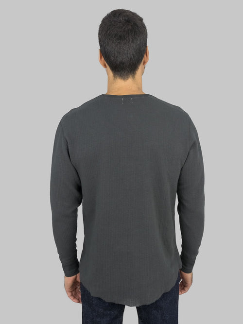 Loop Weft Double Face Jacquard henley Thermal antique black back