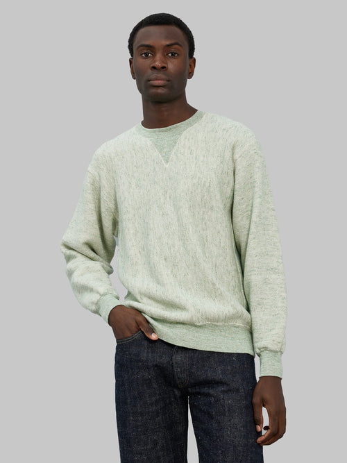 loop and weft big loopback fleece side panel sweatshirt green front fit