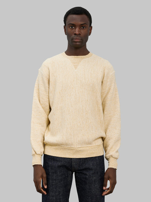 loop and weft big loopback fleece side panel sweatshirt mustard front fit