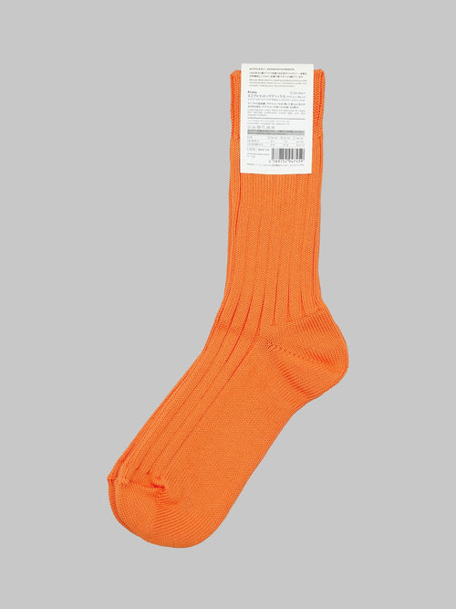 nishiguchi kutsushita egyptian cotton ribbed socks apricot orange back label