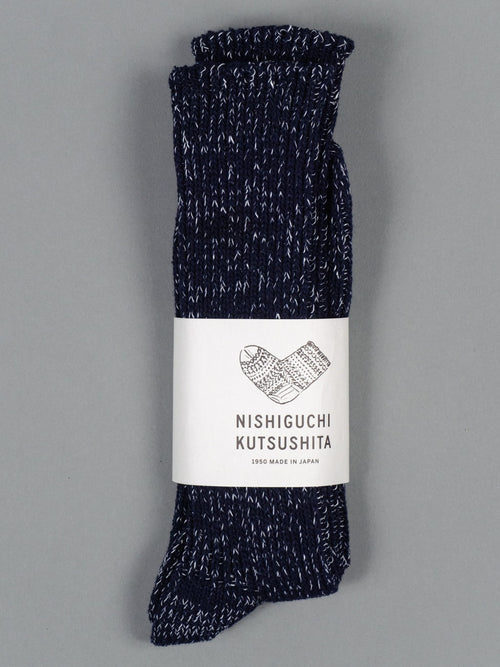 Nishiguchi Kutsushita Hemp Cotton Ribbed Socks midnight
