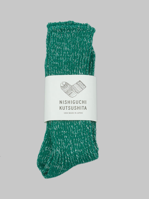 nishiguchi kutsushita hemp cotton ribbed socks park green