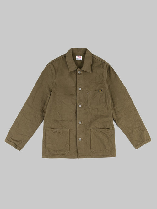 ONI Denim 03501 Sulfur Coverall Jacket dark olive front workwear