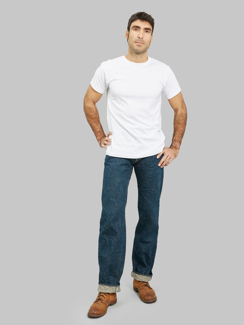 oni denim 200zr secret denim 20oz wide straight jeans model front fit