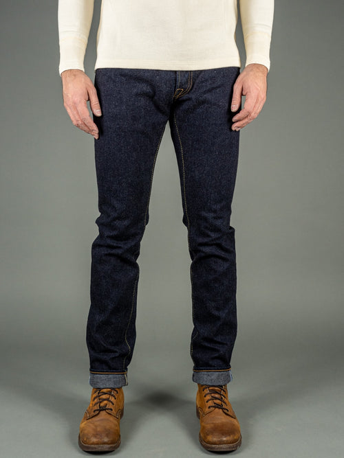 Pure Blue Japan Broken Twill Slim Tapered Jeans Front