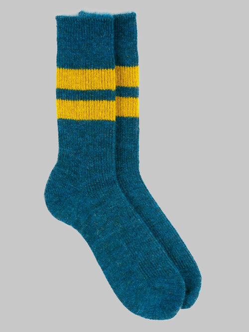 rototo brushed mohair crew socks deep blue made in japan