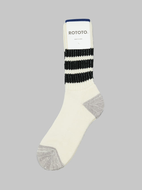 rototo oldschool crew socks black japanese made