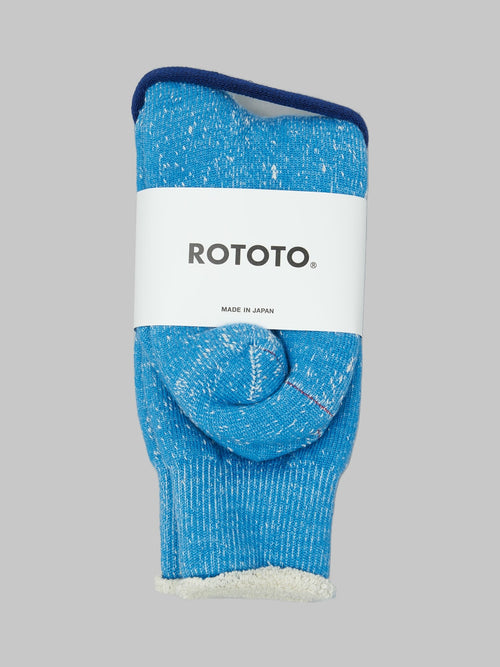 rototo double face crew socks cotton wool blue