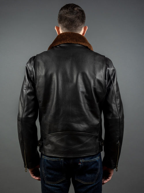 Shangri-La Heritage "Varenne" Fur Collar Black Leather Jacket back