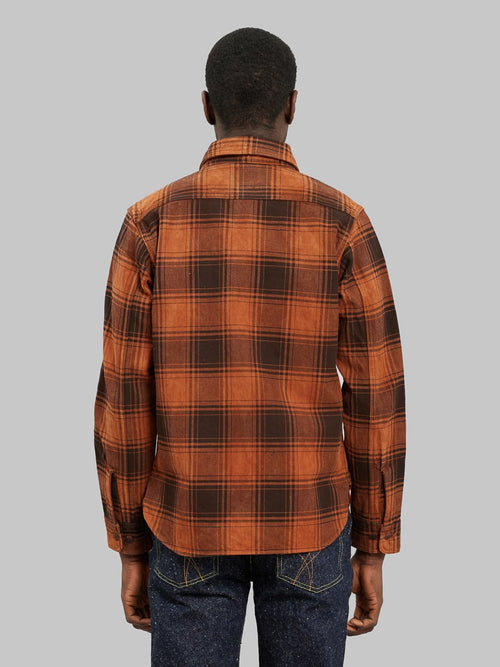 studio dartisan doro amami mud dyed flannel shirt brown model back fit