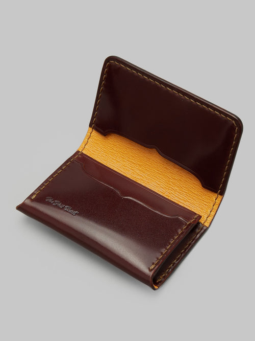 The Flat Head handsewn small cordovan card case brown interior