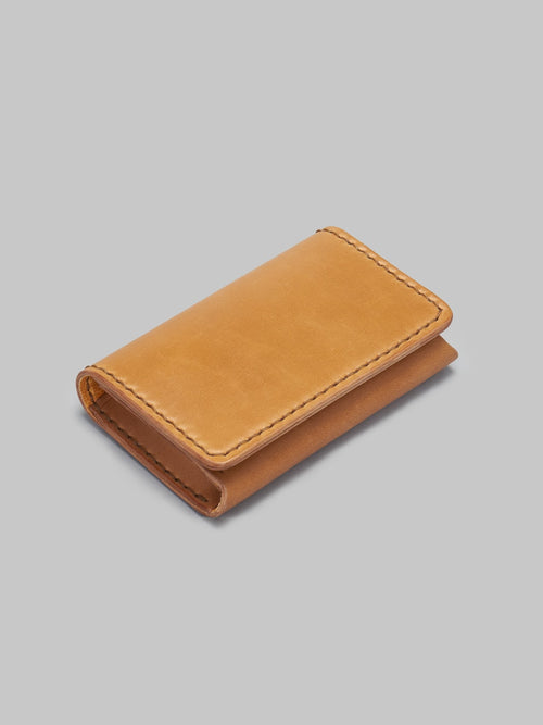The Flat Head handsewn small cordovan card case camel