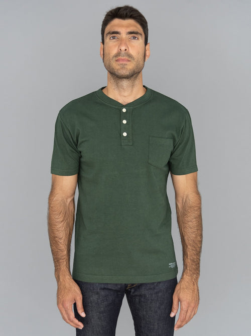 trophy clothing od henley tee olive model front fit