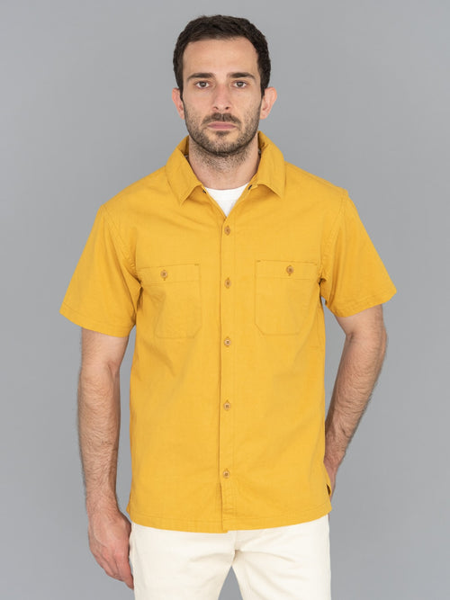 ues denim mechanic shirt sleeves shirt pumpkin yellow front fit