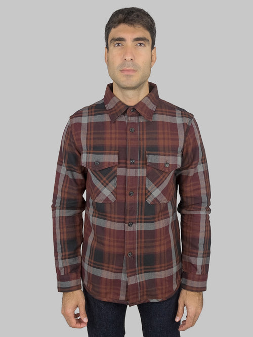ues extra heavy selvedge flannel shirt wine slim fit